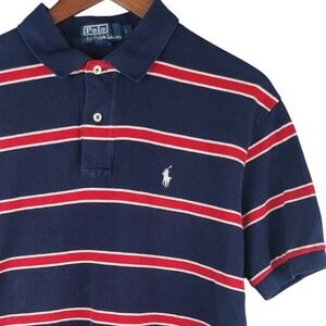 Polo Ralph Lauren Navy Red Stripe Short Sleeve Polo Shirt Mens Large L